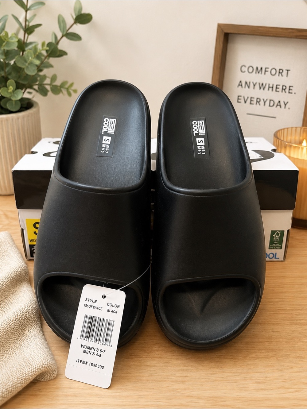 32 Degrees Black Slip-On Slide Loafers